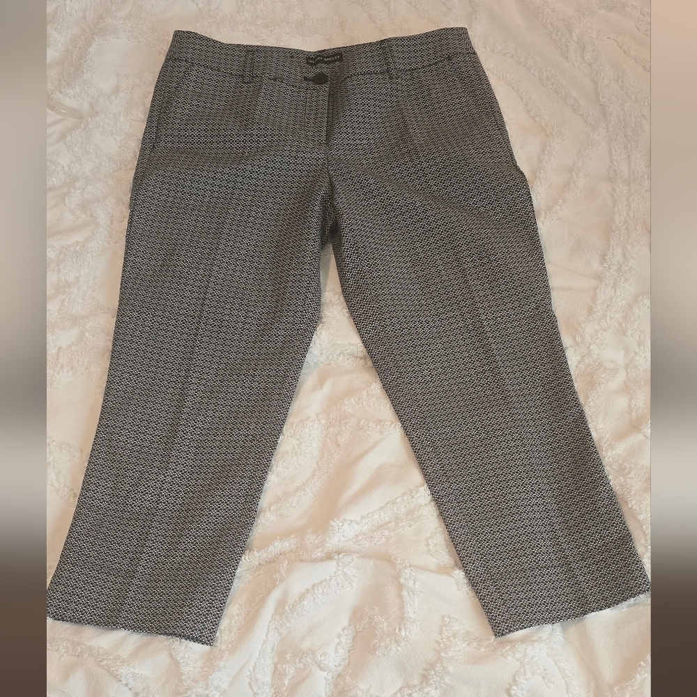 Hilary Radley Womens Black and White Patterned Crop/Ankle Pants, Size 8 (1206)